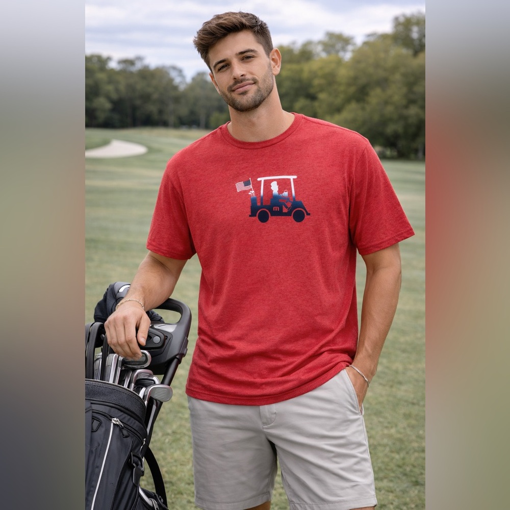 TravisMathew USA Pledge To Beer Uncle Sam Golf Cart T Shirt XL